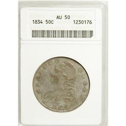 1834 50C Large Date, Large Letters AU50 ANACS