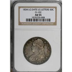 1834 50C Large Date, Large Letters AU55 NGC