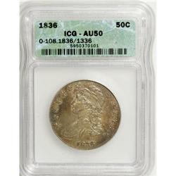 1836 50C Lettered Edge AU50 ICG