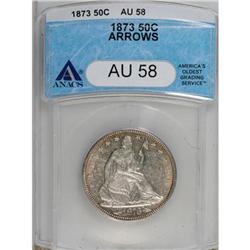 1873 50C Arrows AU58 ANACS