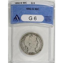 1892-S 50C G6 ANACS