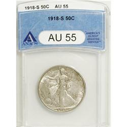 1918-S 50C AU55 ANACS