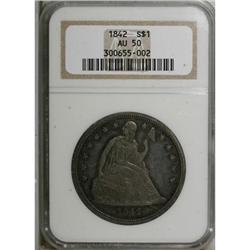 1842 $1 AU50 NGC