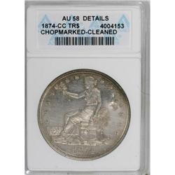 1874-CC T$1 Chop Mark AU58 ANACS