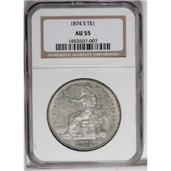 1874-S T$1 AU55 NGC