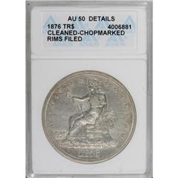 1876 T$1 Chop Mark AU50 ANACS