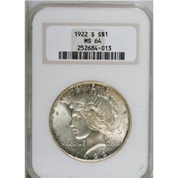1922-S $1 MS64 NGC