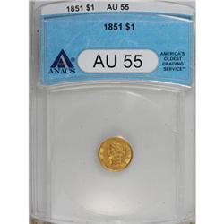 1851 G$1 AU55 ANACS