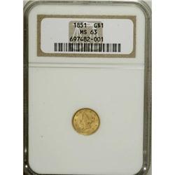 1851 G$1 MS63 NGC