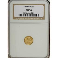 1853-O G$1 AU58 NGC
