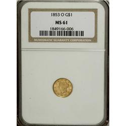 1853-O G$1 MS61 NGC