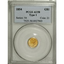 1854 G$1 Type One AU58 PCGS