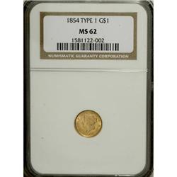1854 G$1 Type One MS62 NGC