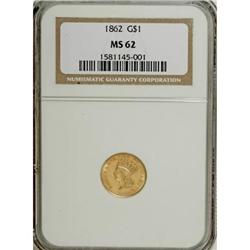 1862 G$1 MS62 NGC