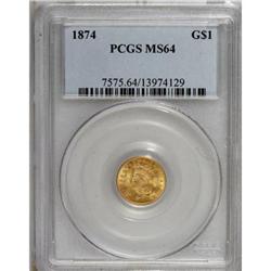 1874 G$1 MS64 PCGS