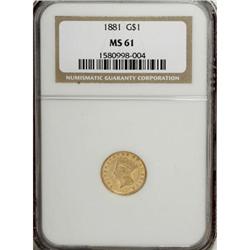 1881 G$1 MS61 NGC