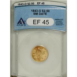 1843-O $2 1/2 Small Date, Crosslet 4 XF45 ANACS