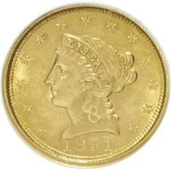 1851 $2 1/2 MS62 NGC