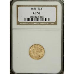 1853 $2 1/2 AU58 NGC