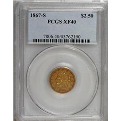 1867-S $2 1/2 XF40 PCGS