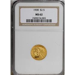1908 $2 1/2 MS62 NGC