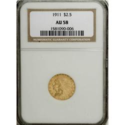 1911 $2 1/2 AU58 NGC