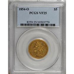 1854-O $5 VF25 PCGS