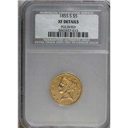 1855-S $5 XF40 CSN