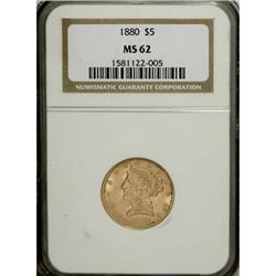 1880 $5 MS62 NGC