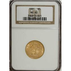 1881 $5 MS62 NGC