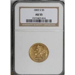 1883-S $5 AU55 NGC