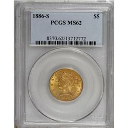 1886-S $5 MS62 PCGS