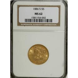 1886-S $5 MS62 NGC