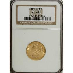 1886-S $5 MS62 NGC