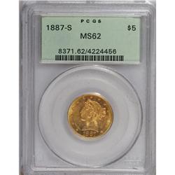 1887-S $5 MS62 PCGS