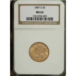 1887-S $5 MS62 NGC