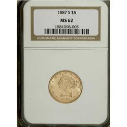 1887-S $5 MS62 NGC