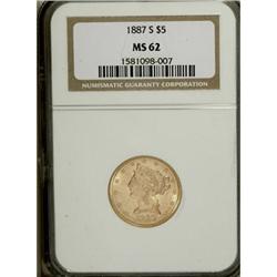1887-S $5 MS62 NGC