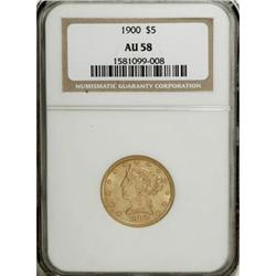 1900 $5 AU58 NGC