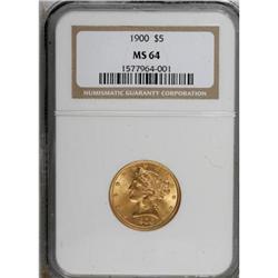 1900 $5 MS64 NGC