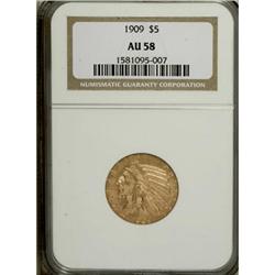 1909 $5 AU58 NGC