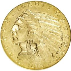 1913 $5 AU58 NGC