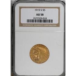 1915-S $5 AU58 NGC