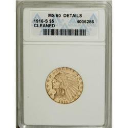 1916-S $5 MS60 ANACS
