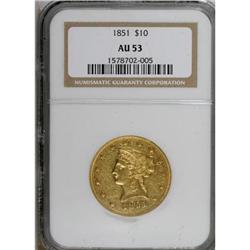 1851 $10 AU53 NGC