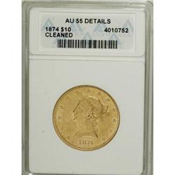 1874 $10 AU55 ANACS