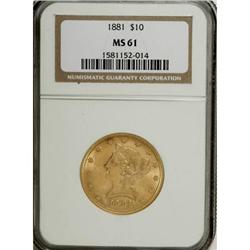 1881 $10 MS61 NGC