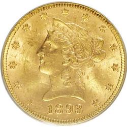 1893 $10 MS62 PCGS