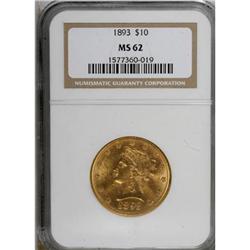 1893 $10 MS62 NGC