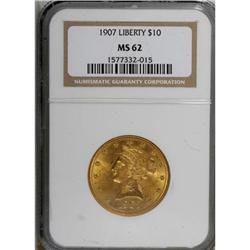 1907 $10 MS62 NGC